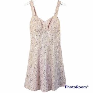 Bailey Blue Blush Gold Sequin Lace Skater Dress